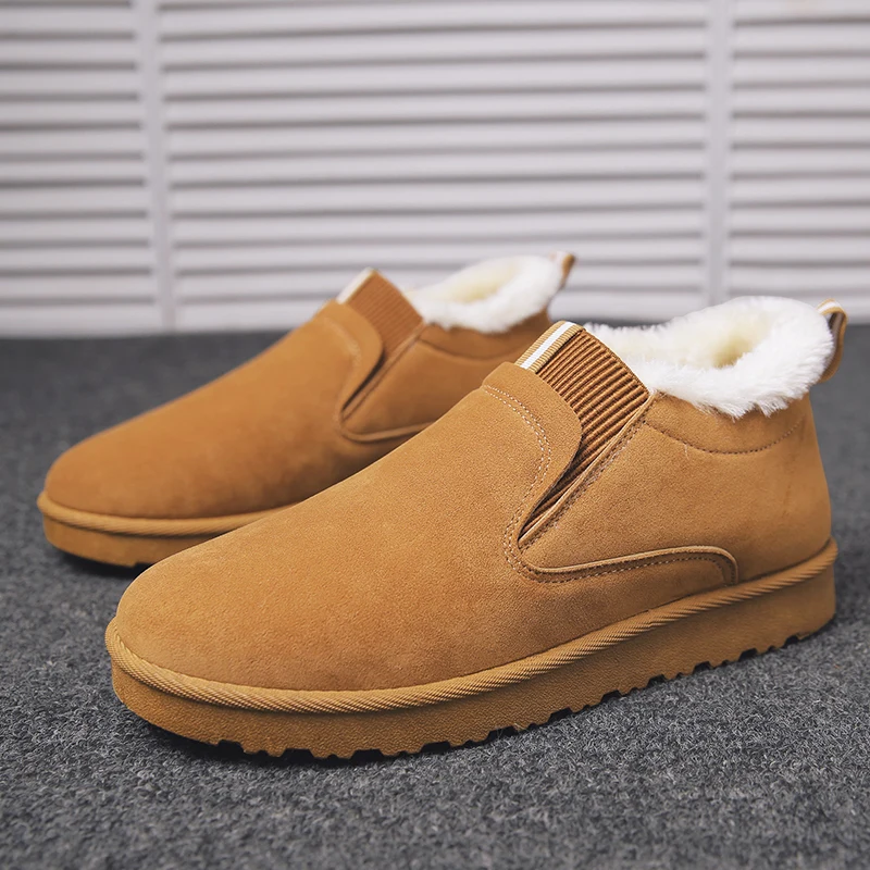 2024 Men's Boots Winter Warm Plus Fleece Thick Sole Casual High Quality Fashion Trend One Foot Lazy Cotton Boots