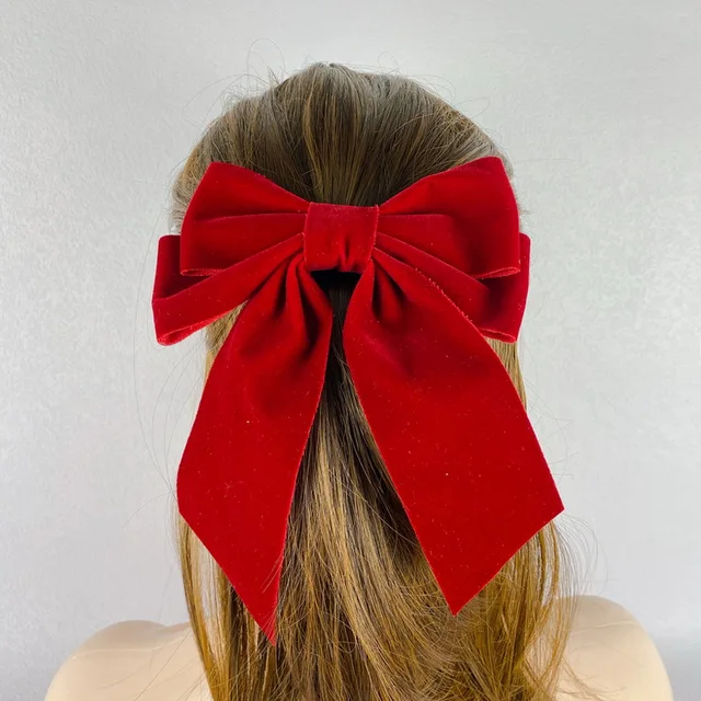 Vintage czerwona Big aksamitna kokarda do wlosow spinka do wlosow dla kobiet dziewczyna czerwona hair bow wsowki do wlosow czarna large kokardy Barrette koreańska bluzka szpilka do włosów Accessorie