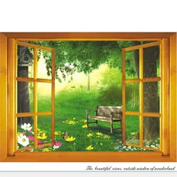 Vintage window 3D wall sticker living room bedroom wall decoration art mural home decoration accessories Home Decoration