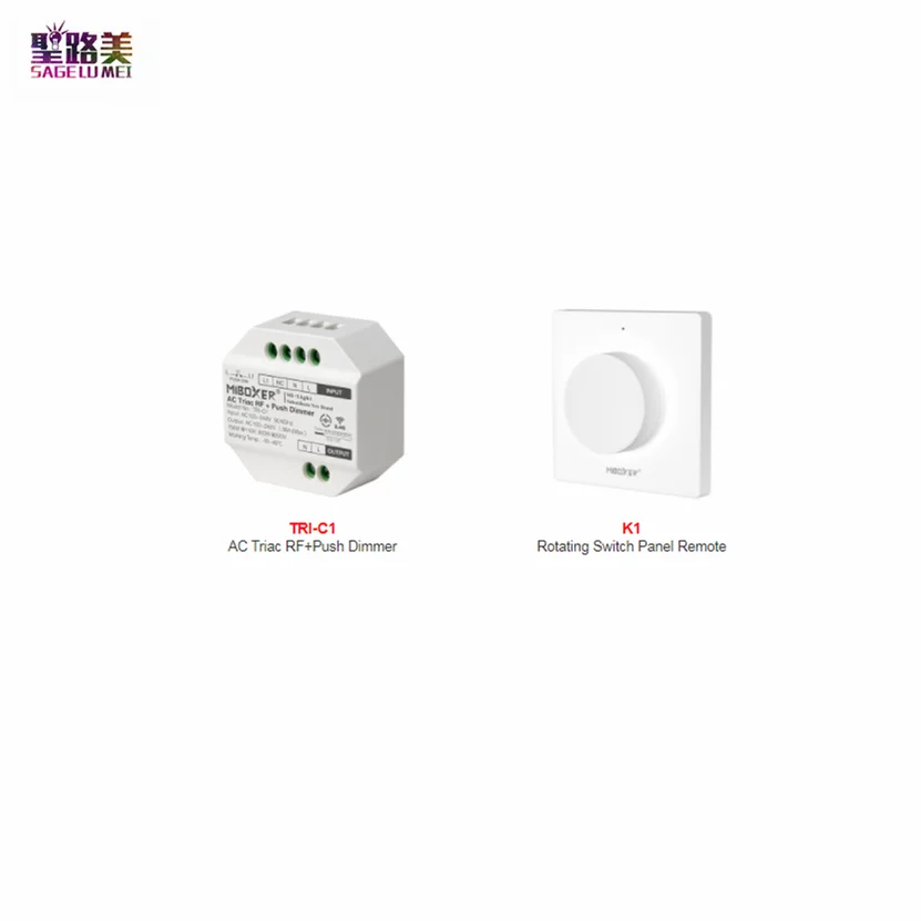 Miboxer 110V-220V AC Triac RF Push Dimmer RF wireless Push Dimmer/K1 pannello interruttore rotante telecomando per luci monocolore