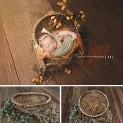 Newborn Baby Photography Props Handmade Rattan Basket Vintage Container Photo Shoot Box Boy Fotografia Accessories Background