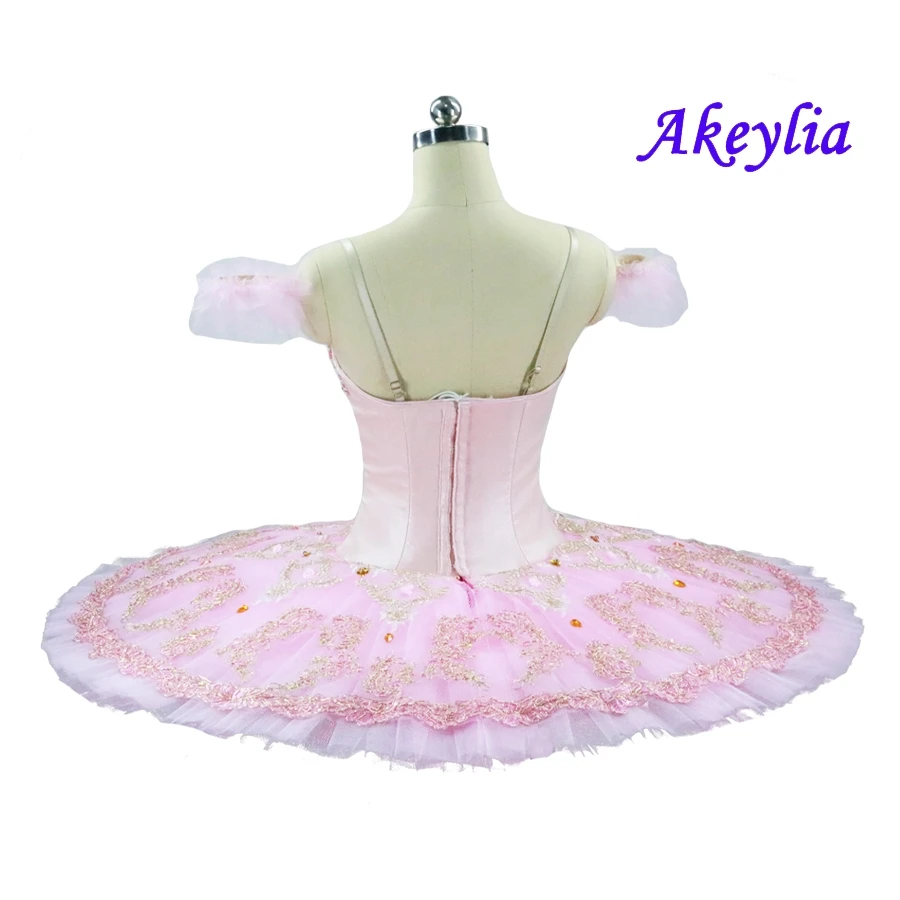 Pink ballet tutu with cute flowers professional classical tutu ballet for girls pancake nutcracker ballet tutu 11 layers JN9055