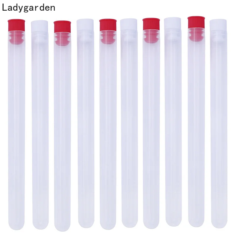 10PCS 16cm Transparent Plastic Test Tube Centrifuge Bottle Snap-on Lid for Laboratory Sample Container School Bins Storage Boxes