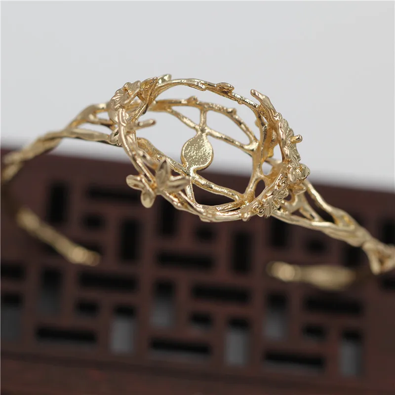 5pcs Flower Leaf Vine Branch Bracelet Bangle 16x22mm Cabochons Bases Casted Colors Jewelry Accessoies Women Open Cuff Bangle view 4