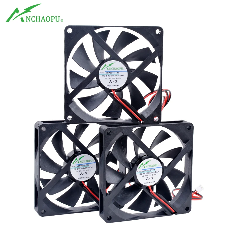 ACP9015 9.2cm 92mm fan 92x92x15mm DC5V 12V 24V Double ball bearing Ultra-thin cooling fan suitable for chassis power inverter