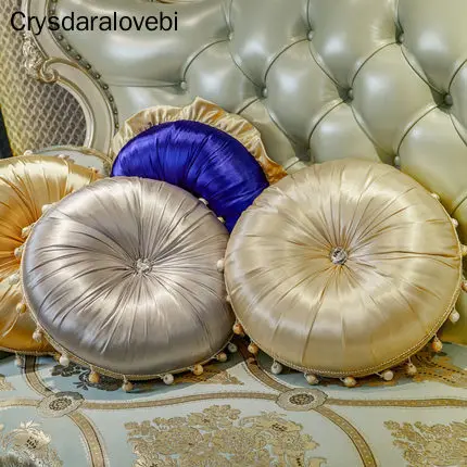 Creative Round Satin Pillows Modern Cushions Throw Pillow Sofa Chair Round Capa De Almofada Home Textile Funda Cojines Dec