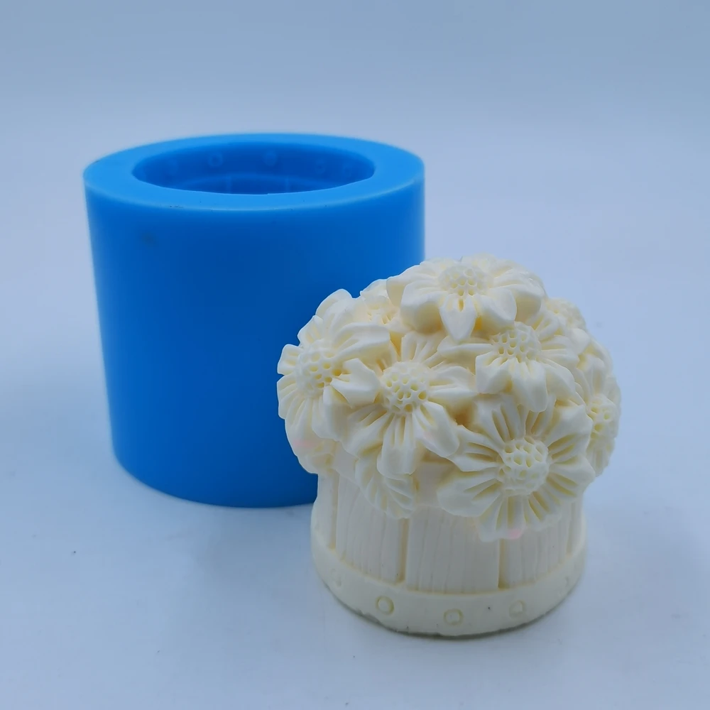 Flower Basket Design Soap Mold, Candle Wax Melt Silicone Mold, Chocolate Mousse Cake Molds, Decorated Resin Gypsum Craft Molds