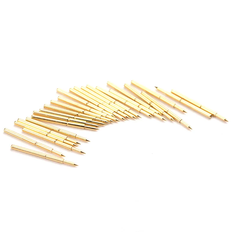 100PCS Brass Metal Spring Compression Testing Pin PA75-A2 / B1 / E2 / Q1 / Q2 / H2 / F1 / J1 Diameter 1.02mm Multimeter