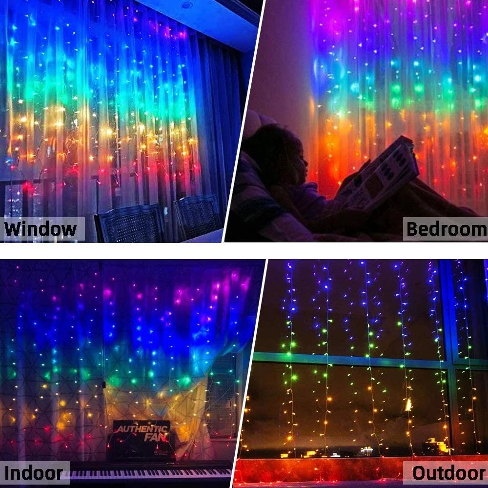 3M Rainbow LED Curtain Fairy String Light USB Garland Lamp with Remote Control for Christmas Party Home Window Decoration