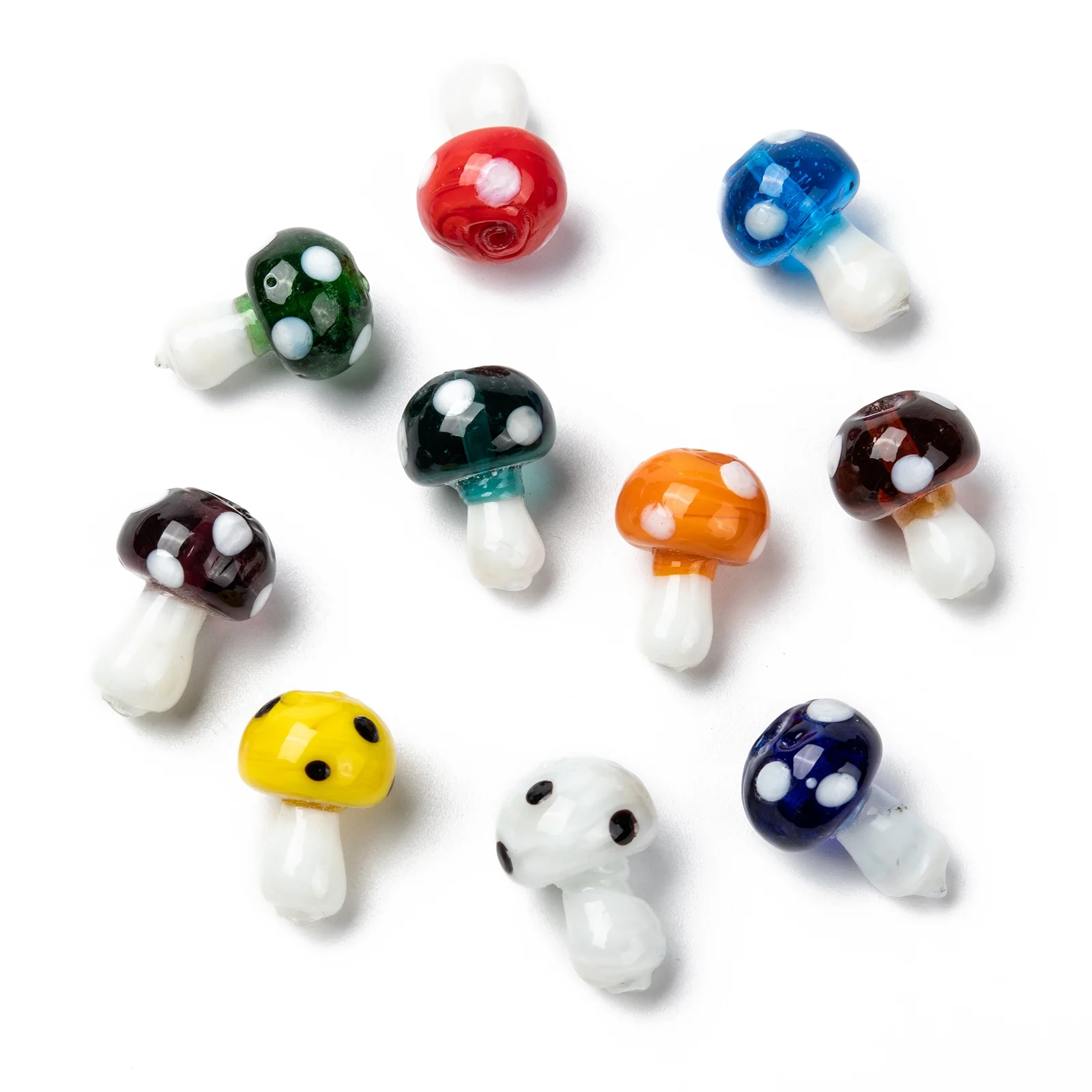 100Pcs 19x14.5mm Handmade Mushroom Lampwork Beads Wholesale Glass Loose Bead For DIY Craft Jewelry Making Findings