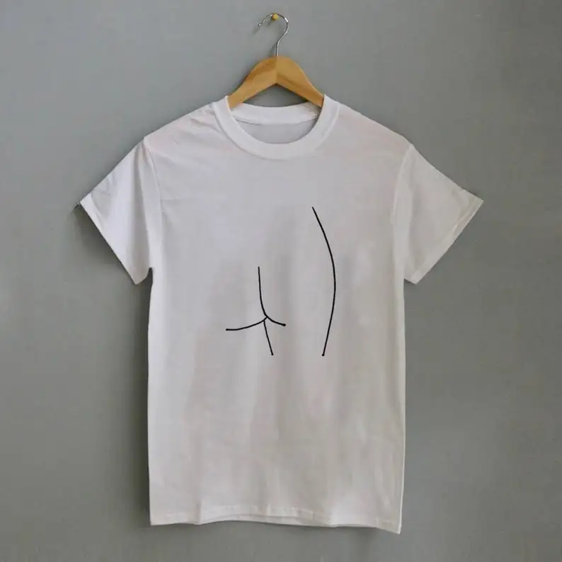 Sugarbaby Body Art Mans Bum Line Drawing T shirt Black White Unisex t shirt Summer Fashion Cotton Shirt Tee Drop Ship