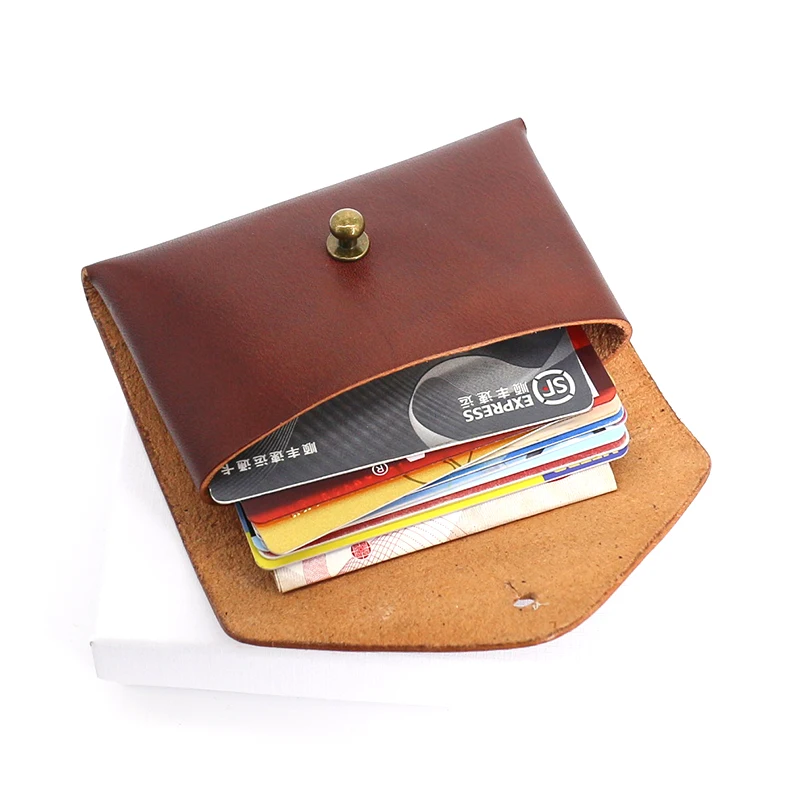 Luxury Credit Card Wallet Cowhide Leather Top Quality Storage Coin Purses Retro Mini Money Bag Business Card Case