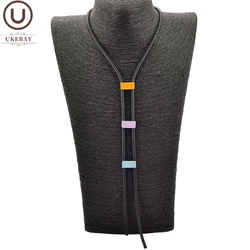 UKEBAY New Long Necklace Simple Chains Rubber Jewelry Wood Jewelry Women Statement Necklaces Rubber Meterial Black Necklace Gift