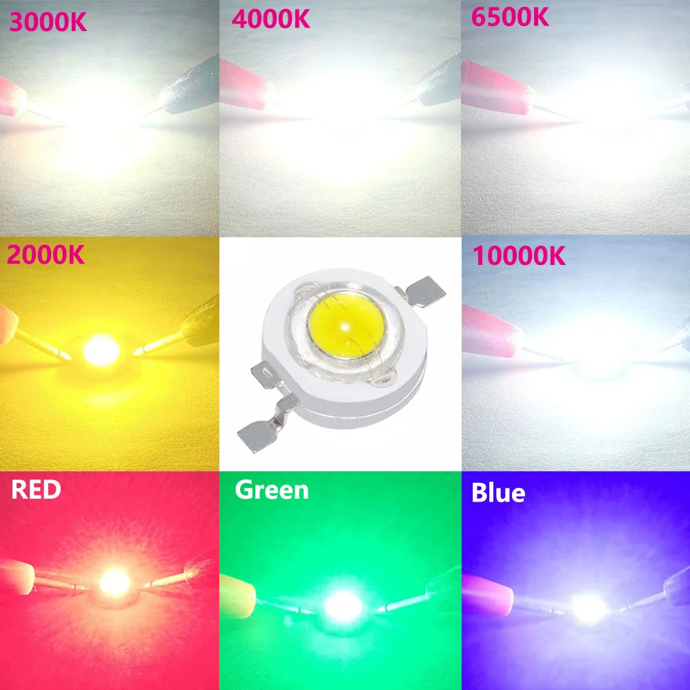 Imagem -05 - Potência Led Cob Grânulos para Lâmpada Led Alta Potência Acessórios de Bicicleta Lanternas Vermelho Branco Azul Rosa Diodos 1w 100 Pcs Alta