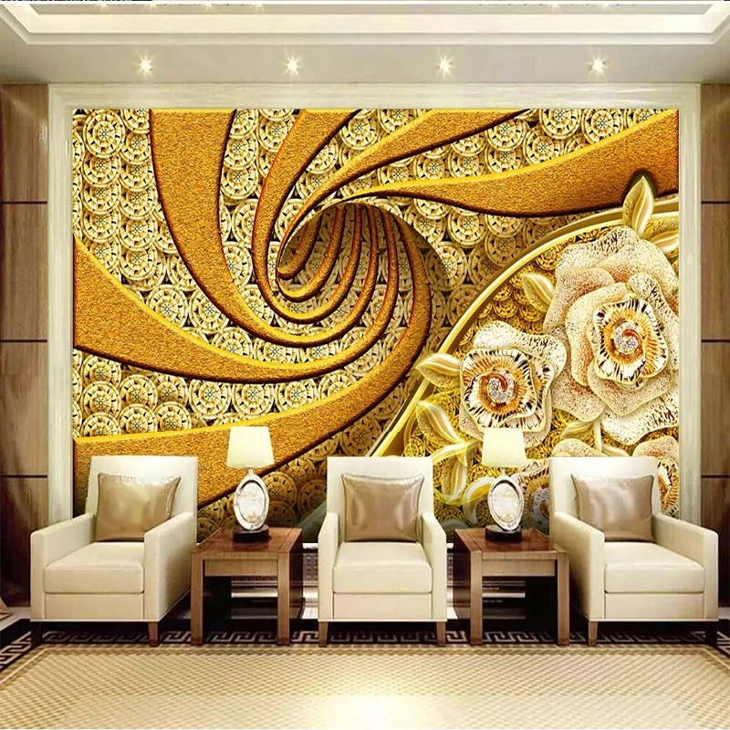 

Cutom Any Size Creative 3D Diamond Flower Wealth Door TV Living Room Background Tapety Papel De Parede Sticker Wall Painting