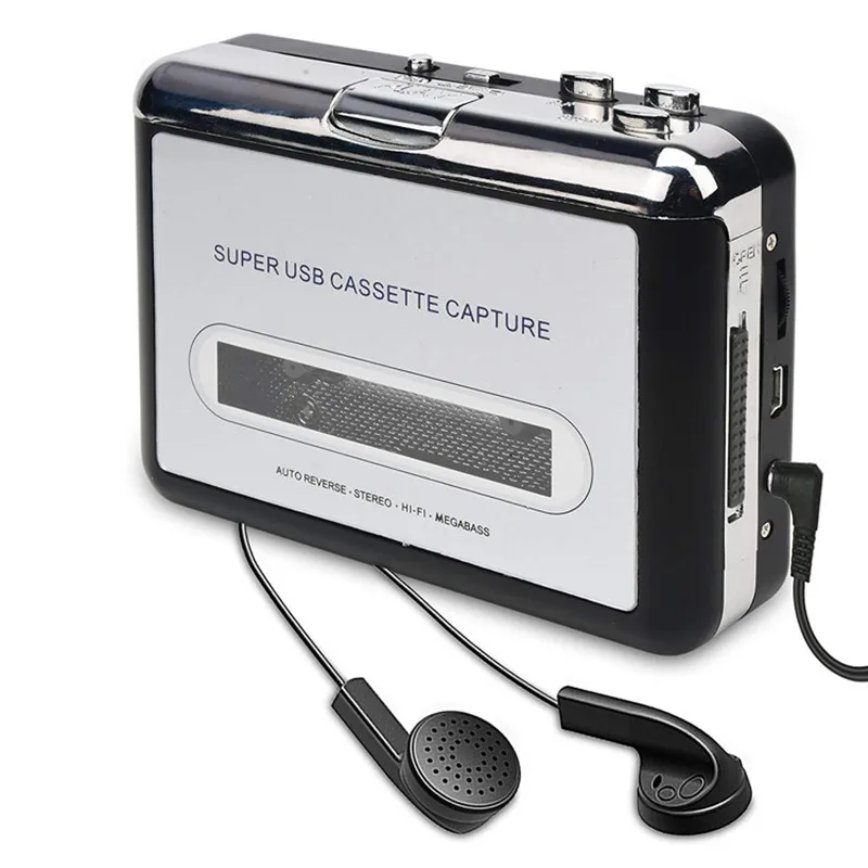 

cassette tape drive Via computer laptop transcription MP3 CD Disc Audio player machine usb 3.5mm headphone jack stereo walkman