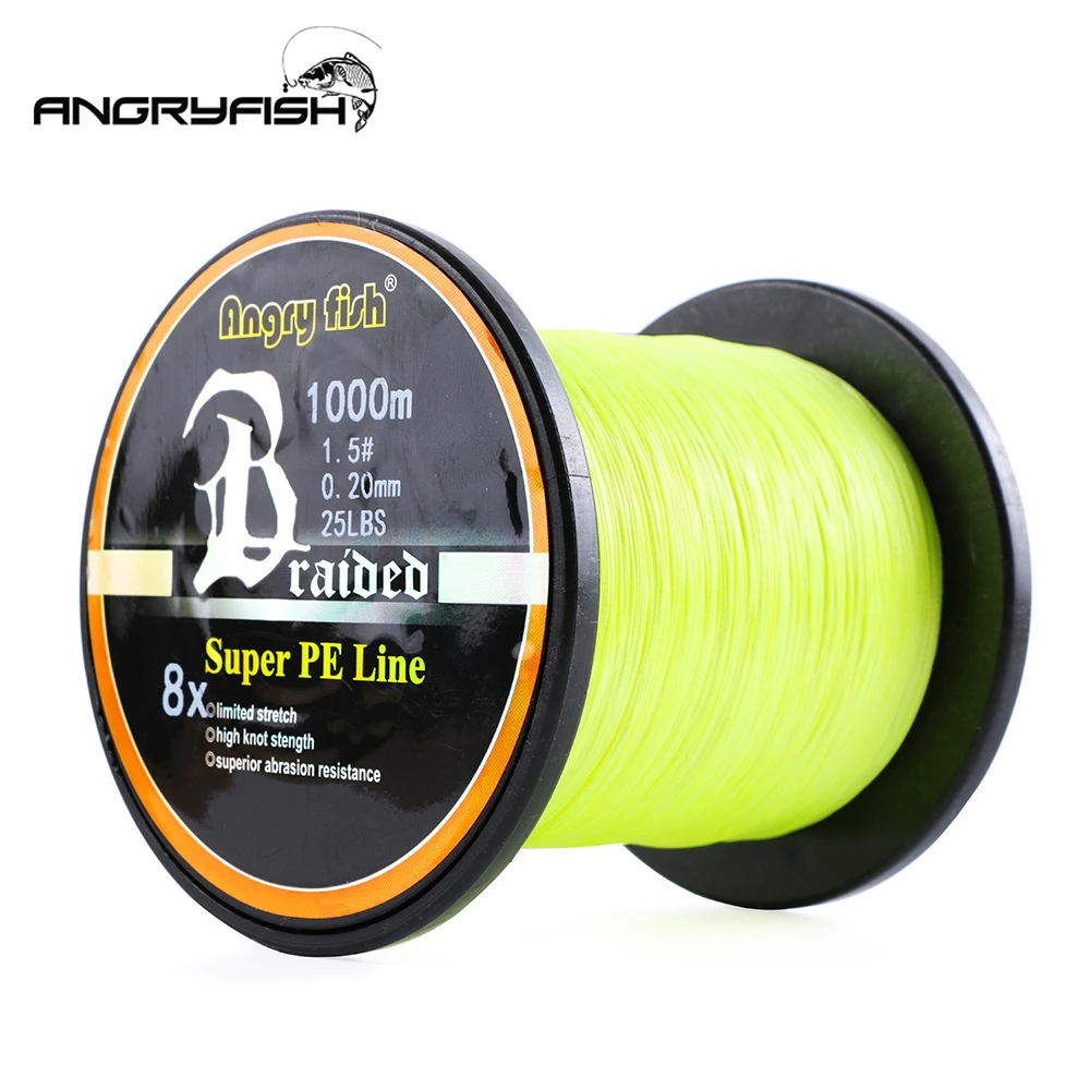 Angryfish 1000Meters 8x Braided Fishing Line 8 Colors Super PE Line Wear resistant