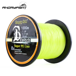Angryfish 1000Meters 8x Braided Fishing Line 8 Colors Super PE Line Wear resistant