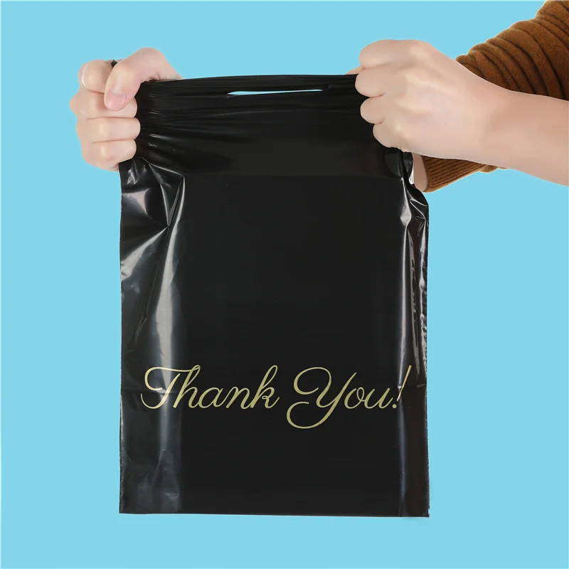 50Pcs Black Tote Bag With Golden Logo Mail Bags Printed Poly Mailer Packaging Envelopes With Self Seal Courier Storage Bags