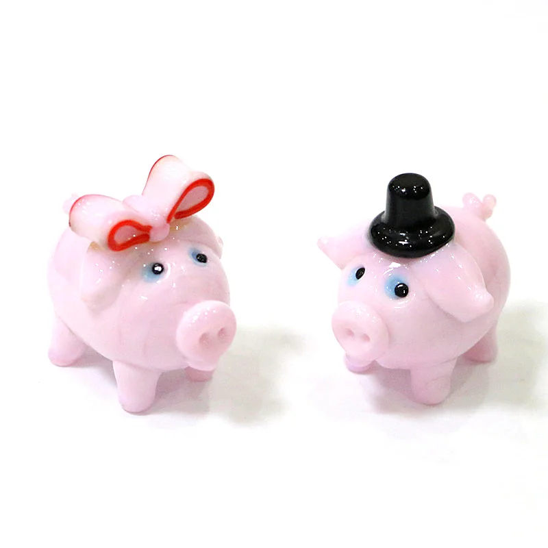 Creative Pink Glass Pig Mini Figurines Cute Cartoon Animal Craft Ornaments Wedding Decor Valentine's Day Party Gifts For Girls image 3