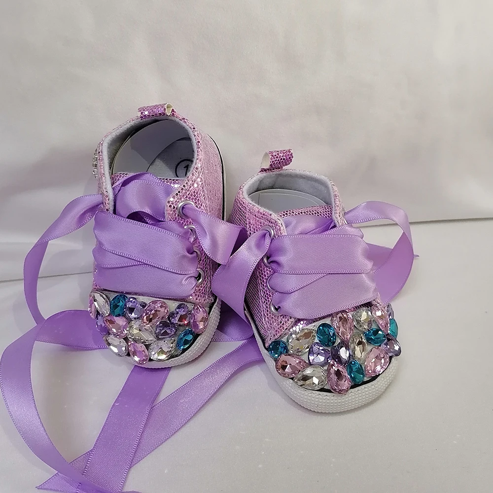 Handmade Luxury Rhinestones Baby Girl Shoes First Walker Sparkle Bling Crystals Princess Shoes Shower Gift