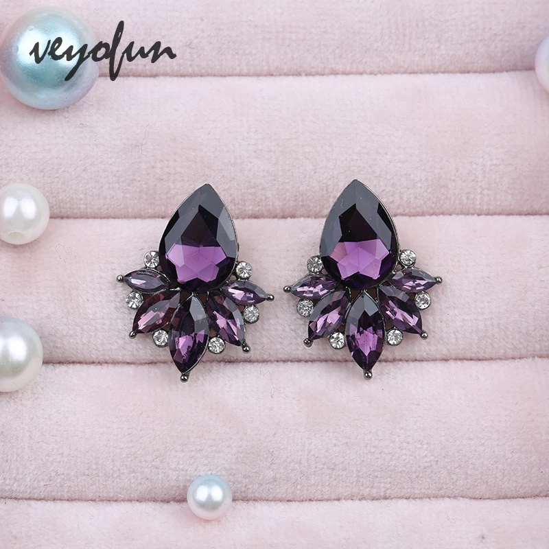 Veyofun Classic Cute Girl Crystal Party Stud Earrings for Women Fashion Jewelry Gift New Wholesale