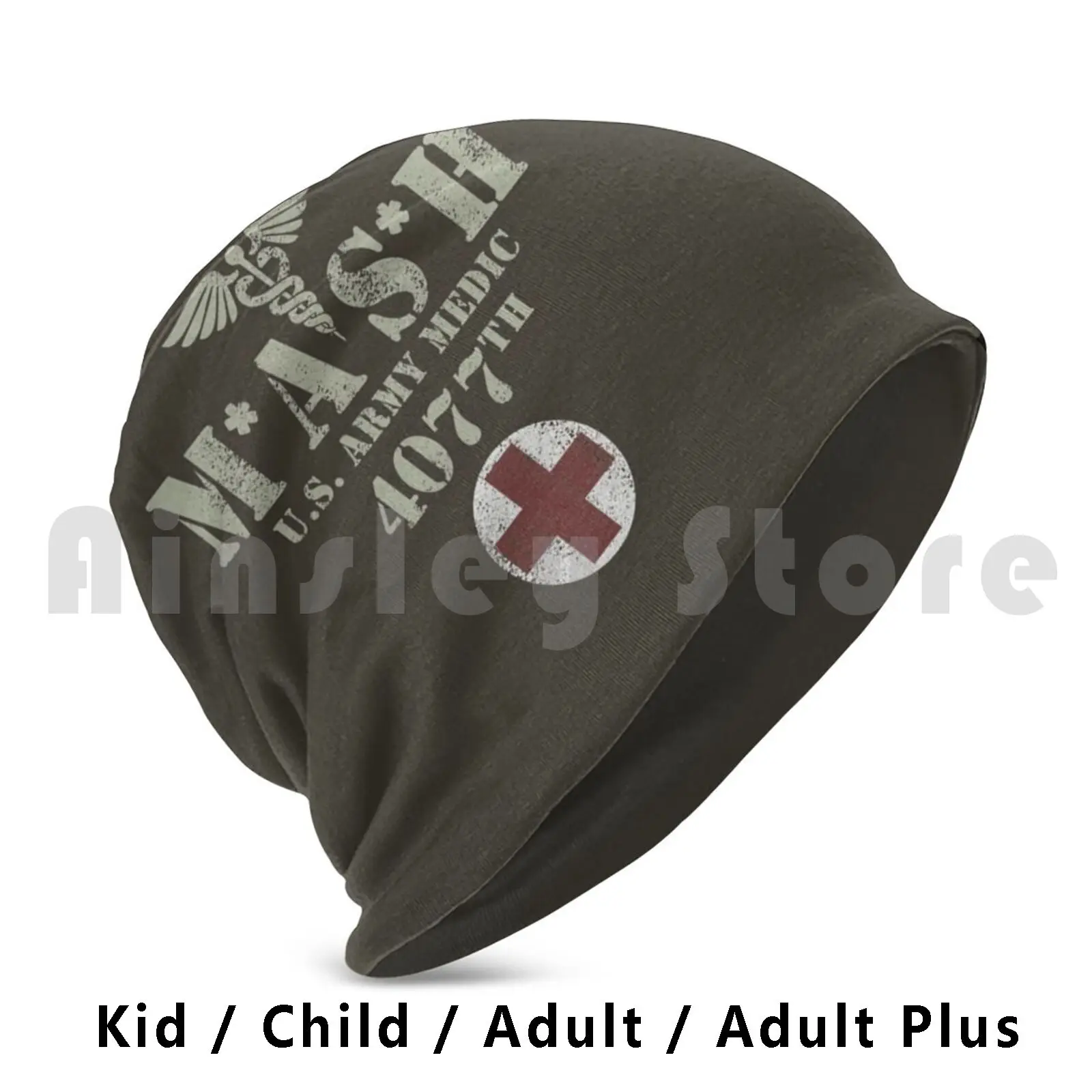 Mash ( Distressed Design ) Beanie Hedging Cap DIY Print Cushion Mash 4077 4077th Mash 4077 Hawkeye Kinger Alan Alda War