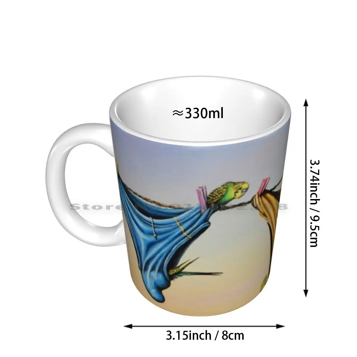 Budgie Ceramic Mugs Coffee Cups Milk Tea Mug John Murray Artist Outback Bush Humour Budgies Budgie Witty Funny Laugh Australia