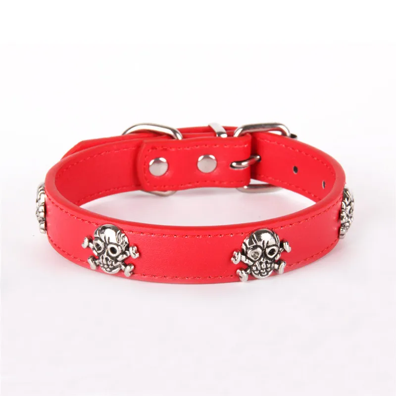 Fashion Pet Collars Dog Collar Skull Leather Pet Collar Puppy Choker Cat Necklace Halloween Pet Accessory