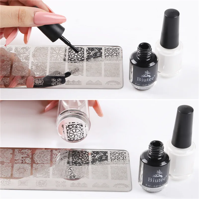 BIUTEE Nail Polish for Stamping Templates Candy Color 8ml Manicure Varnish Nail Lacquer Base Top Coat DIY Plate Printing Polish