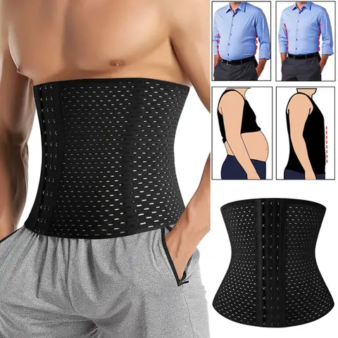 허리 트레이너 셰이퍼 남성용 코르셋 복부 감속기 슬리밍 벨트 Shapewear 고압축 모델링 스트랩 운동 거들 Faja