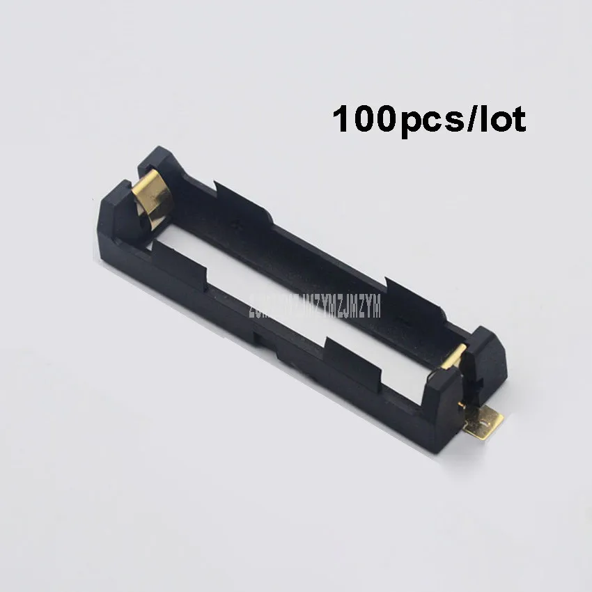 100PCS/Lot 18650 Battery Holder With Bronze Pin Single 18650 Battery Shell Seat Holder Gold Plated Pin Plastic Material Black