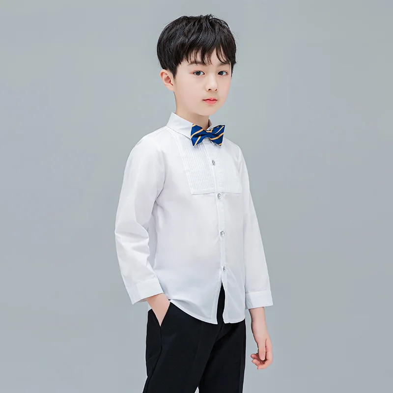 Baby Toddler Teenage Clothes School Uniform Boys Shirts White Long Sleeve Turn-down Collar Kids Shirt For Boys Children Tops