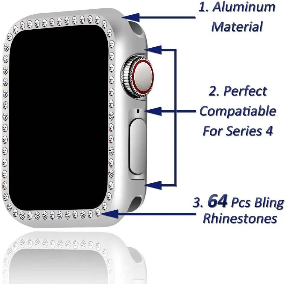 Diamond Case For Apple Watch Series 9 8 7 41mm 45mm Metal Bumper Cover For iWatch 9 8 6 SE 40mm 44mm Ultra-thin Frame Protective