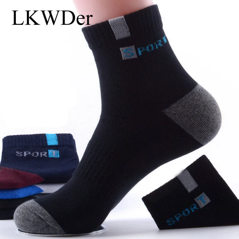 

LKWDer 5 Pairs Men's Spring Tube Socks Solid Color Sports Sock Deodorant Sweat-Absorbing Durable Cotton Basket Ball Socks Meias