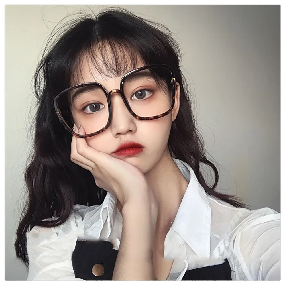 High-quality Unisex large frame glasses square Plain glasses Optical Spectacle Anti blue light Computer glasses for women men