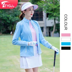 TTYGJ Zipper Golf Long Sleeve Fall and Winter Women's Windbreaker Jacket Women's Golf Sportswear Tops Autumn Golf Wear for Lady