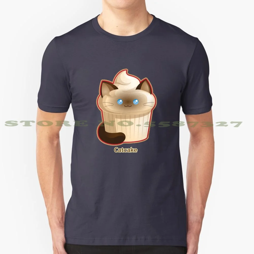 Cute Cat Cupcake 100% Cotton T-Shirt Cat Cupcake Coffee Siamese Kitty Cute Kawaii Pun Humor