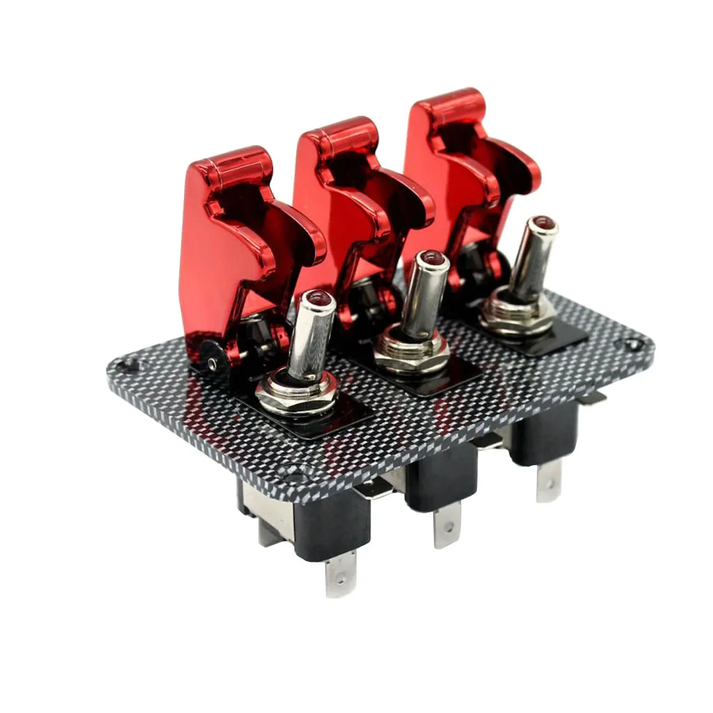 dolity Racing Car Boat RV 12V 20A Ignition Engine 3 Gang Rocker Toggle Switch Panel