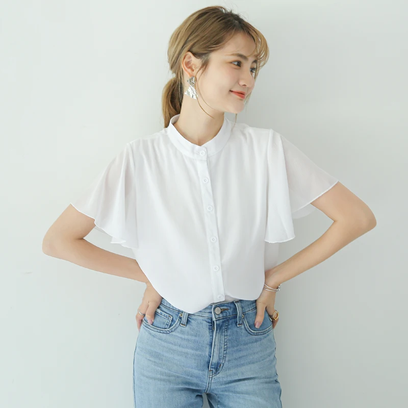 New Summer Vintage Solid Female Oversize Tops Womens Shirt Short Sleeve Girls Blouse Summer New Women Blouses Femme Blusas