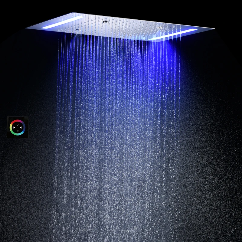 

Chrome Polished Shower Mixer 50X36 CM LED Bathroom Ceiling Bifunctional Rainfall Atomizing Shower Head