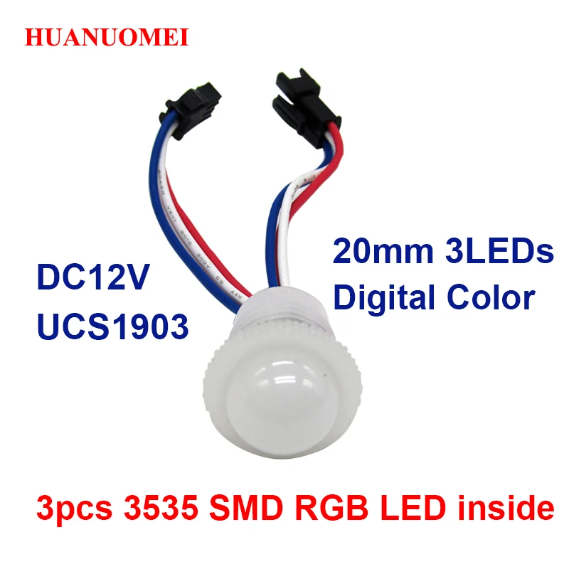 (100ชิ้น/ล็อต) 12V 20มม.3ไฟ LED UCS1903ดิจิตอล RGB พิกเซล LED โมดูลไฟ3535 SMD กันน้ำสวนสนุก Ride TV โคมไฟพลังงานแสงอาทิตย์หลอดไฟ