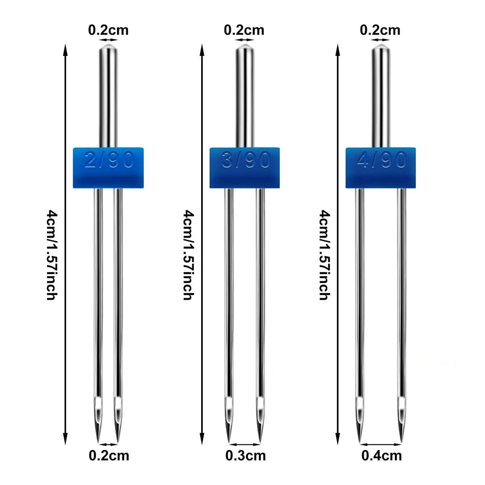 3PCS Sewing Machine Needles Double Twin Needles Pins Stretch Needles with Box for Household Sewing Machine DIY Sewing Tools