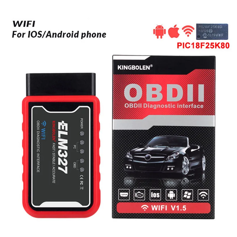 1PCS ELM327 Code Reader V1.5 PIC18F25K80 Bluetooth wifi OBD2 Scanner ELM 327 Car Diagnostic Tools for Android IOS PK ICAR2