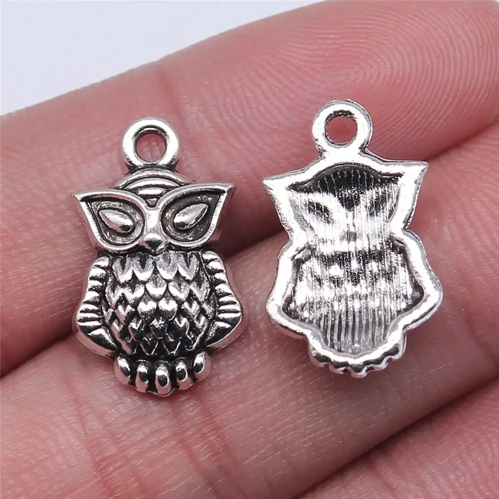 

Wholesale 100pcs/bag 20x12mm Owl Charms Wholesale Antique Silver Color Pendant Charms Wholesale Jewelry Accessories