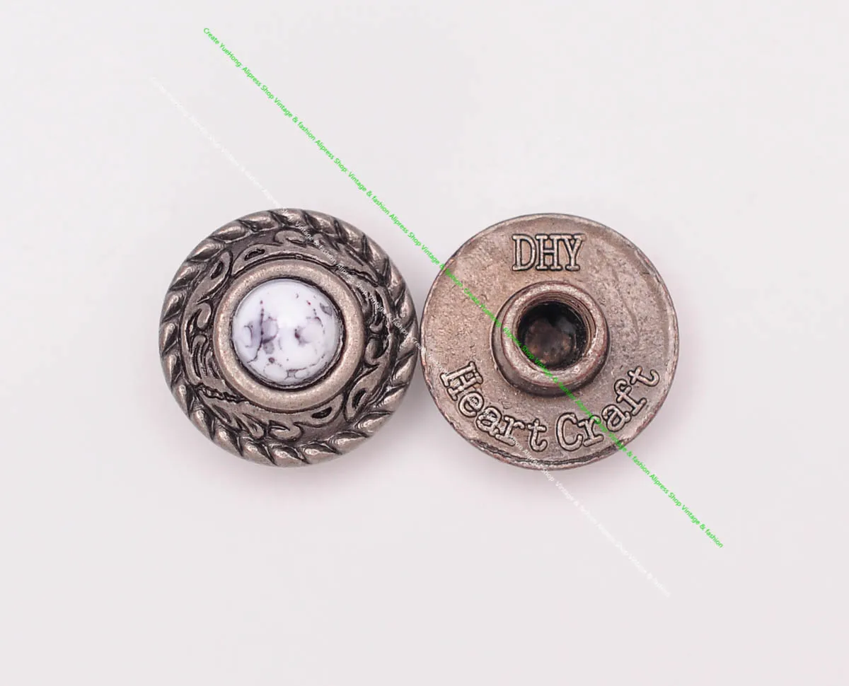 10pcs 12mm antike silberne Blume Seil Seite Leder handwerk Gürtel Zubehör Handtasche Brieftasche schwarz türkis Concho Screw back – Detail 3