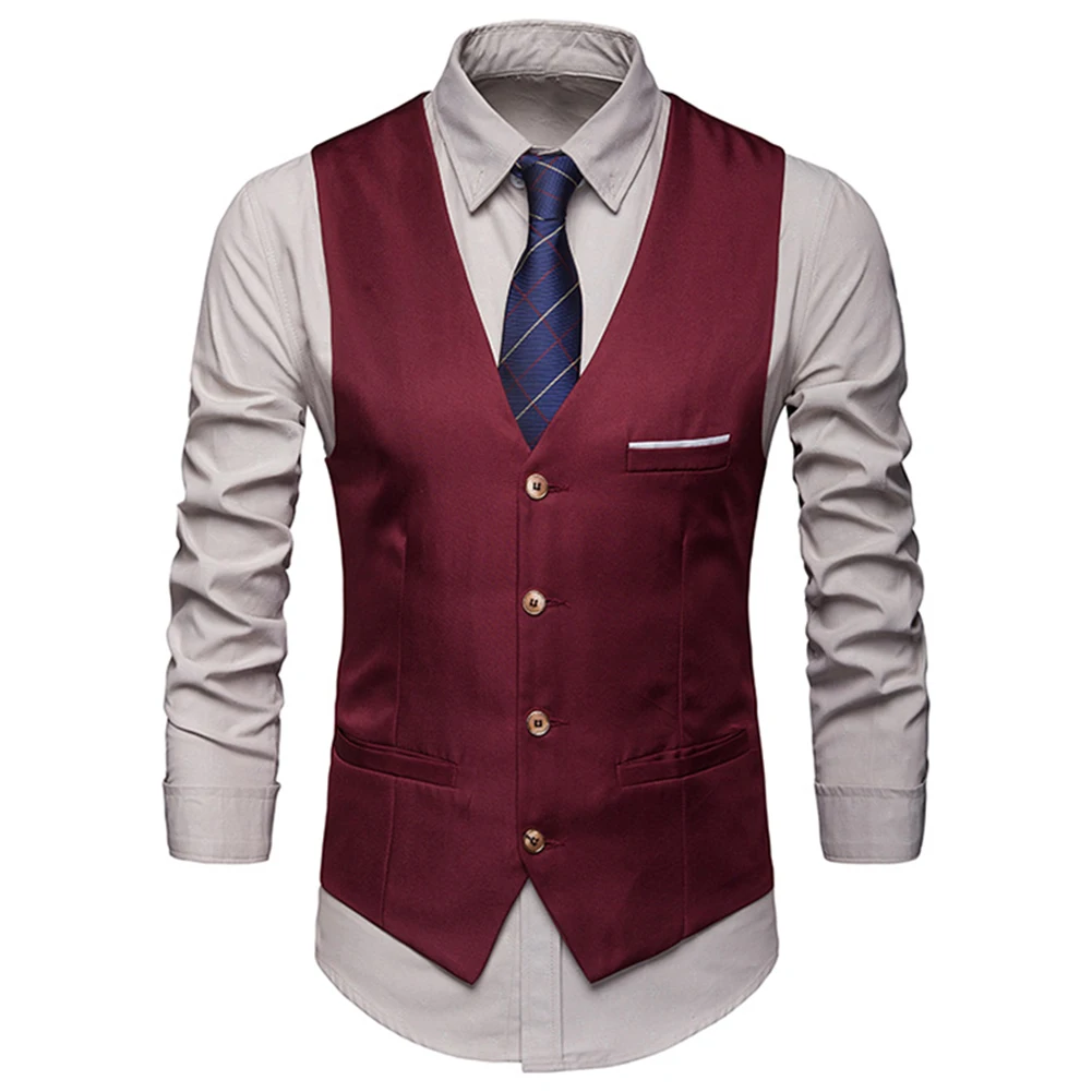 2021 Men Classic Formal Business Suit Vest Formal Solid Color Suit Vest Single Breasted Sleeveless Bazers Waistcoat gilet homm