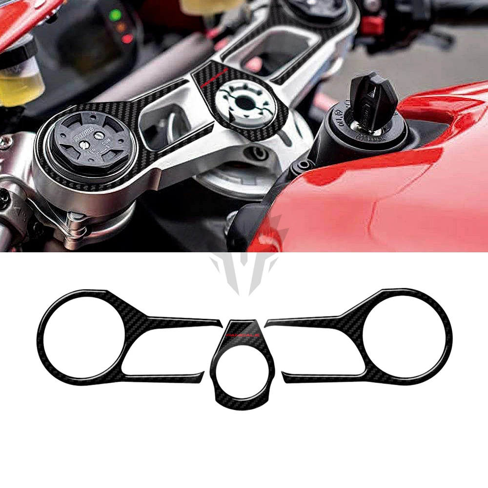 

3D motorcycle Carbon-look Upper Triple Yoke Cover Protector Decal sticker Case for Ducati 1199/1299 Panigale 2012-2017