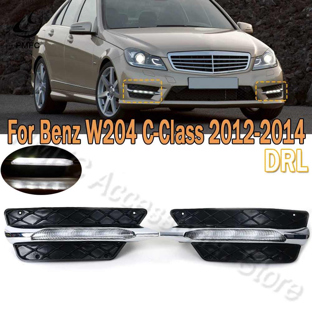 PMFC Kratki przedniego zderzaka Listwa LED Światło przeciwmgielne Światło do jazdy dziennej Światło przeciwmgielne Do Mercedes-Benz W204 C-Class 2012 2013 2014
