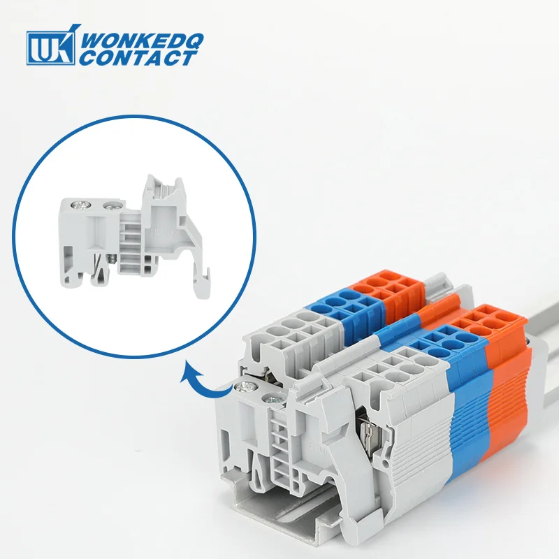 100Pcs E/UK E/UK2 End Clamp Mounting on NS 35 Din Rail Fixing Terminal Accessories Wire Connector E UK/UK-2 End Bracket Stop